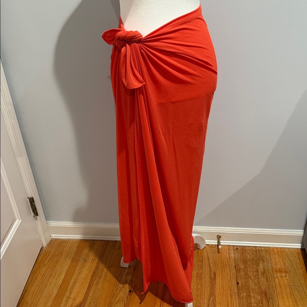 Lands' End NWOT Vibrant Coral/Orange Swim Sarong, Size S/M